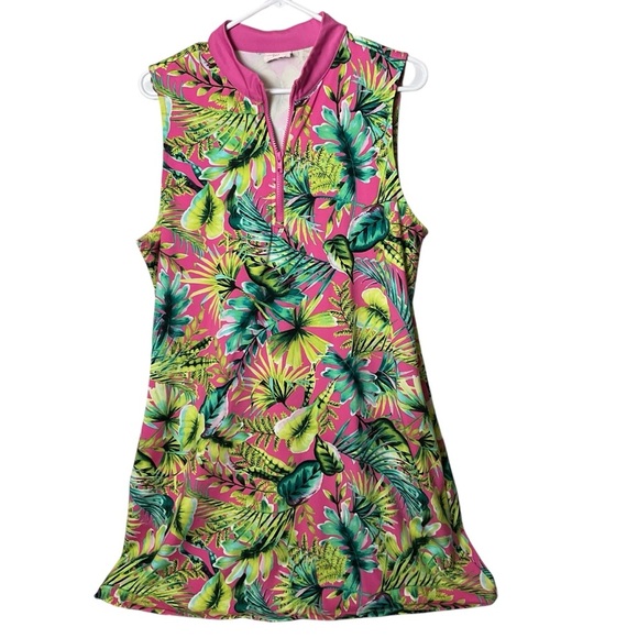 Tommy Bahama Pink and Green Tropical Print Dress - Picture 2 of 7